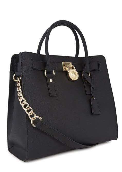 michael kors hamilton medium tote black|Michael Kors saffiano leather tote.